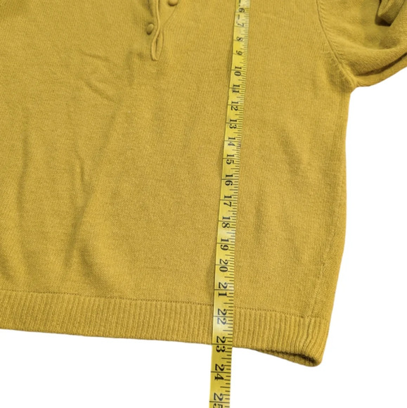 Vintage Mustard Yellow Knit Lambswool Angora Rabbit Hair Sweater Gold - Picture 3 of 9